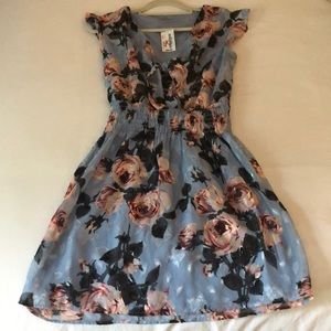 Nwt blue floral silk dress south moon under size s